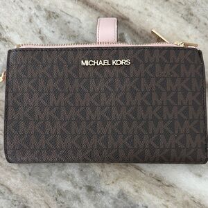 Michael Kors Signature Brown and Pink Wallet